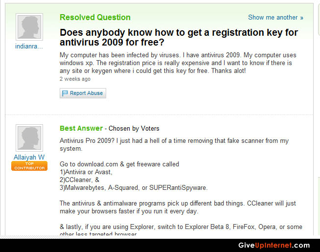 Fearless Thief | How To Get A Registration Key For Antivirus 2009 for free [PIC]