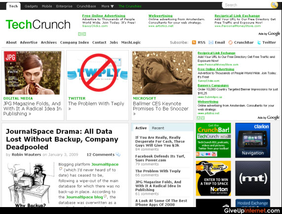 Tech Crunch New Web Design 2009
